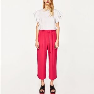 ZARA Pink Culottes Wide Leg Trouser Pants